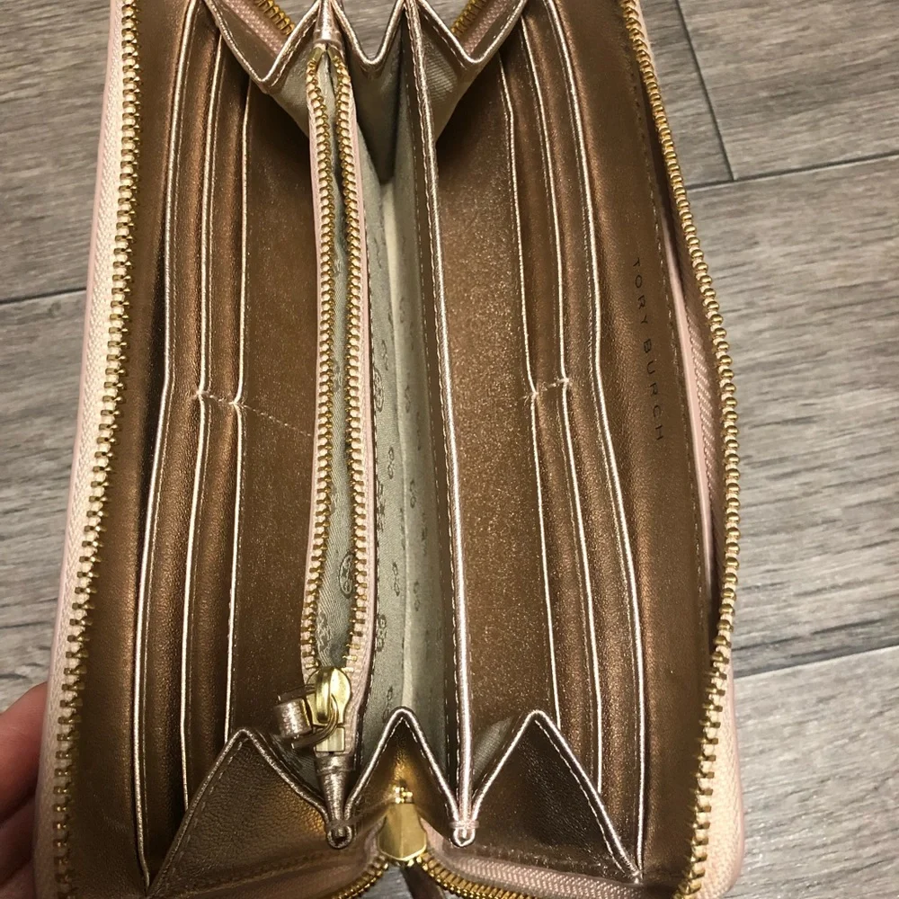 Tory Burch Marion Embossed Rose Gold Wallet